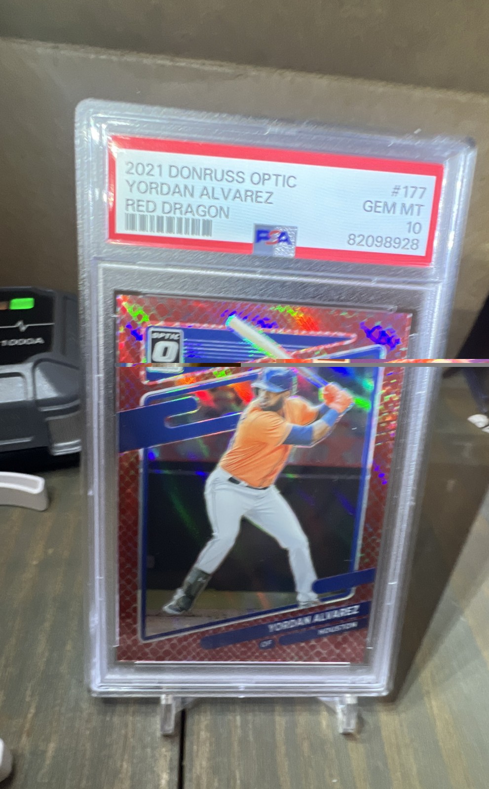 2021 Panini Donruss Optic - Yordan Alvarez Red Dragon Prizm /110 🔥📈 PSA 10 view 4