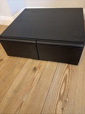 Vintage VHS Cassette Tape Video Storage Case Box Black Ash Wood 2 Drawers
