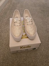 KEDS POINT GLIT White Glitter Sneaker US Womens Size 6 NEW WF68123