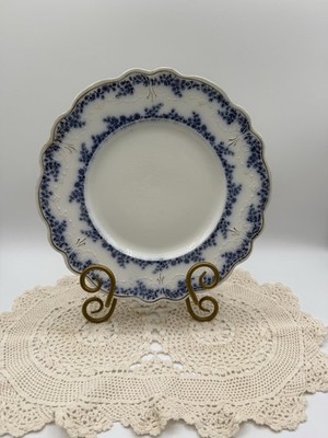 ATQ c1898 WH Grindley England RN 325874 F Aldine Flow Blue Gold Dinner Plate 10 