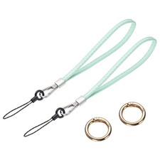 2 Pcs Leather Wristlet Strap Wrist Lanyard for Cellphone Keychain Light Green 