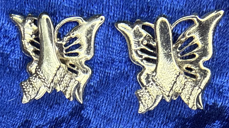 Silver Tone Metal hair claw butterfly clips Red Rhinestones Set Of 2 Great - Image 2 of 4