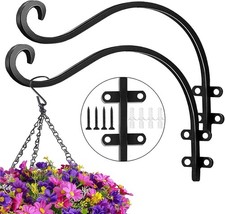 2 Pack 16Inch Heavy Duty Outdoor Wall Hanging Basket Brackets, Black Metal Plan