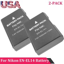 New 2-Pack Replacement Battery for Nikon EN-EL14 MH-24 Nikon D3100 DSLR Camera