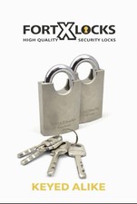HEAVY DUTY PROTECTED SHACKLE CONTAINER SHED PADLOCK 50MM * KEYED ALIKE * X 2