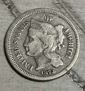 1873 Three Cent Nickel Coin Philadelphia Business Strike KM#105