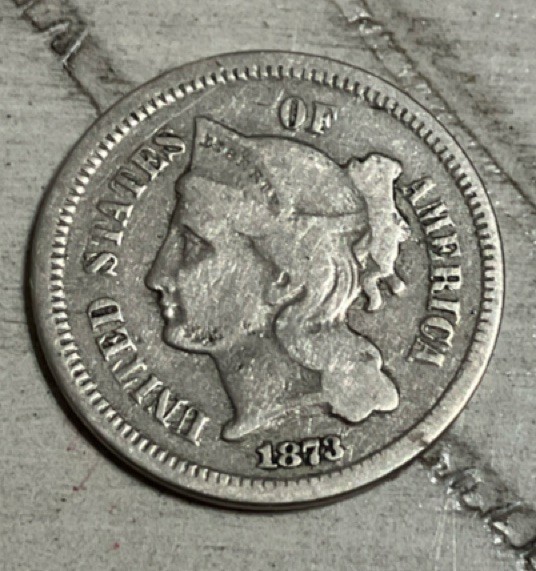 1873 Three Cent Nickel Coin Philadelphia Business Strike KM#105