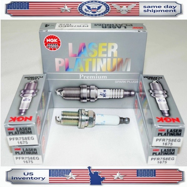 4-piece set NGK 1675 Spark Plug PFR7S8EG For Audi For VW 2.0L, Inline 4 Engines