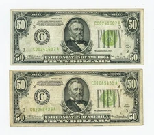 FR#2102C $50 1934 (2) Federal Reserve Notes Philadelphia DC-6168
