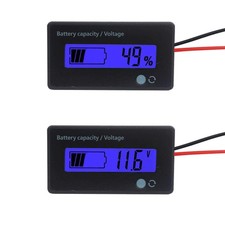Flash Alarm Blue Lcd Waterproof Battery Capacity Monitor Gauge Meter12v/24v/36v/