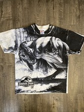 Vintage 1993 Jurassic Park Movie Promo All Over Print AOP T-Rex Blood Size Large
