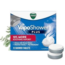 Vicks VapoShower Plus Eucalyptus  Menthol Shower Steamers, 12 Count