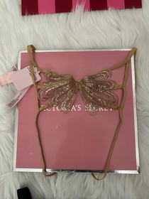 Victoria's Secret Very Sexy Showgirl Embroidery Adjustable V-String Panty Gold M