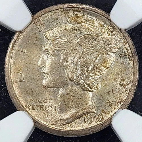Silver 1916-S Mercury 10 Cents Dime | NGC MS63FB - BullionPlus Label