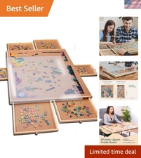 Deluxe 1500 Piece Puzzle Table with Drawers and Lazy Susan - Portable Design