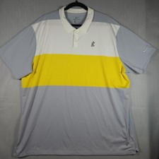 Nike Dri-FIT Polo Shirt Mens 2XL Gray Yellow Mickey Mouse Disney Golf Colorblock