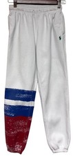 Polo Ralph Lauren Kids Sweatpants Fleece White Stripe Pony Large 12 14 No String