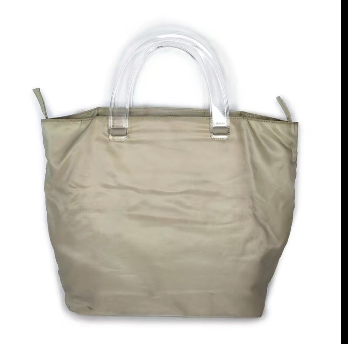 PRADA Tessuto Nylon Tote Clear acrylic handles Authentic 