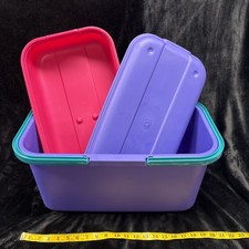 Sewing Tote Box Storage Eagle Craftstor 20  Purple Pink w Tray Lid Craft Bin