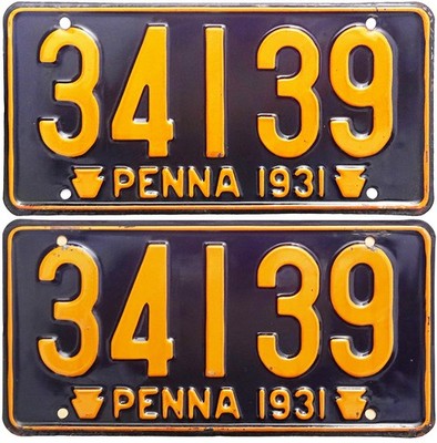 1931 Pennsylvania TYPE 2 license plate PAIR (GIBBY CHOICE)