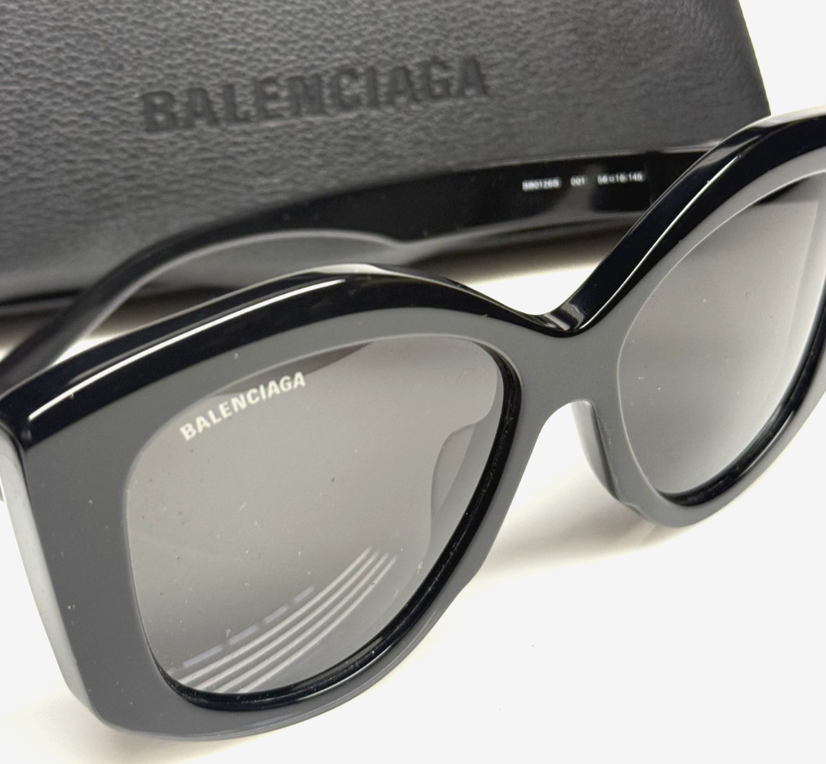 Balenciaga BB0126S 001 Sunglasses Women's Black/Grey Lenses Butterfly Shape 56mm thumbnail 2
