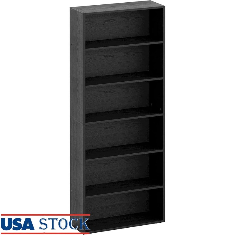 Sturdy 6 Tier Bookshelf Durable MDF Tall Bookcase Storage Unit Home Office Rack
