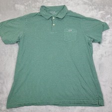 Vineyard Vines Shirt Men Large Polo 100 Pima Cotton Short Sleeve Striped Green