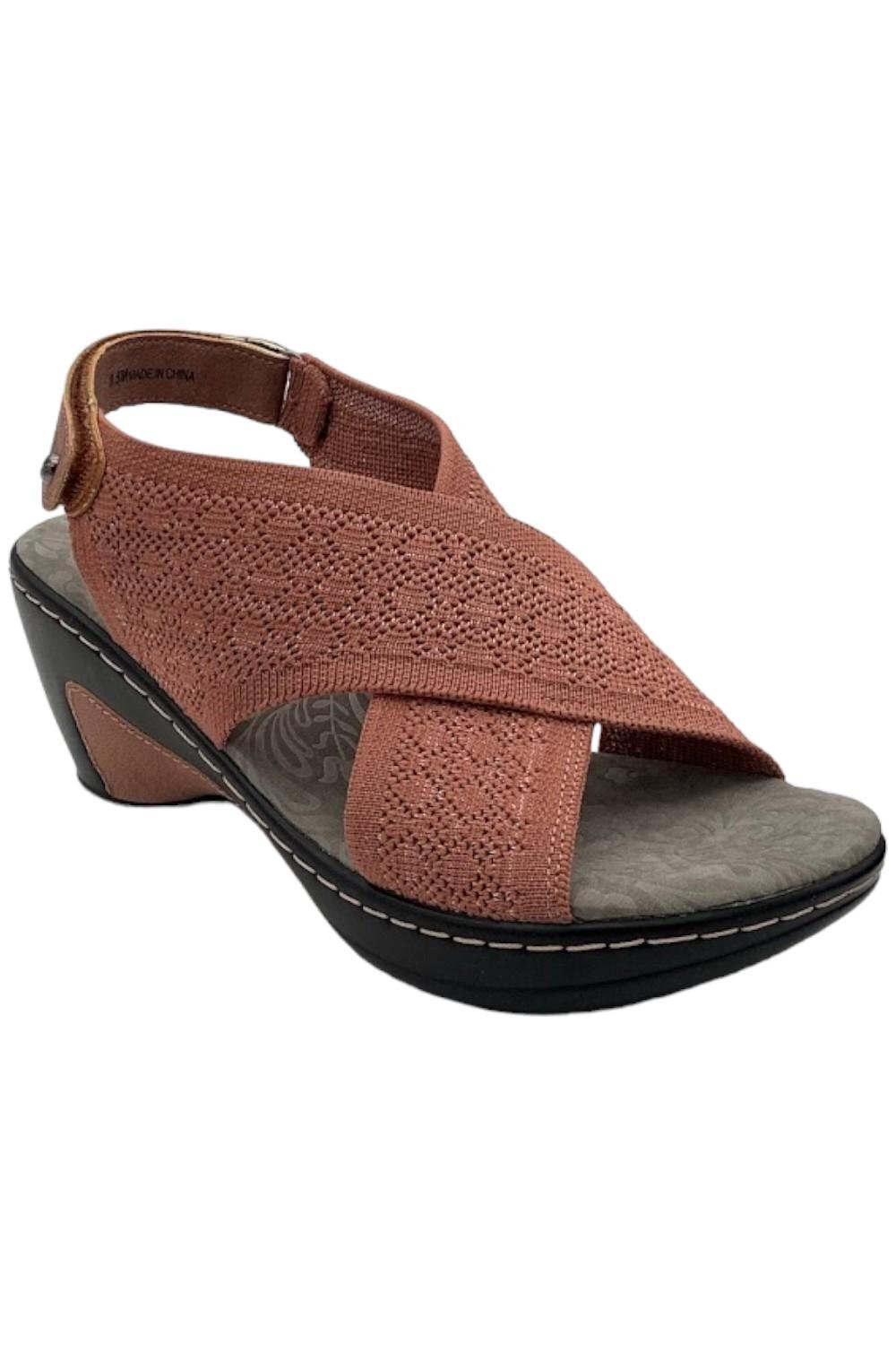 Женские сандалии JBU by Jambu Alyssa Shimmer из трикотажа на танкетке розового цвета 5490₽