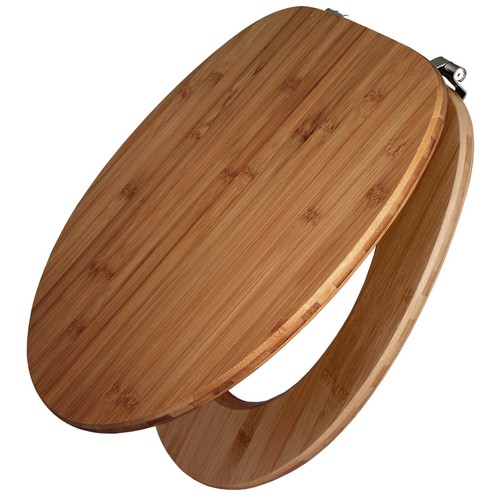 WC-Sitz Bambus Holz Toilettendeckel banjado O-Form Klobrille Klodeckel Bad - Bild 2 von 10