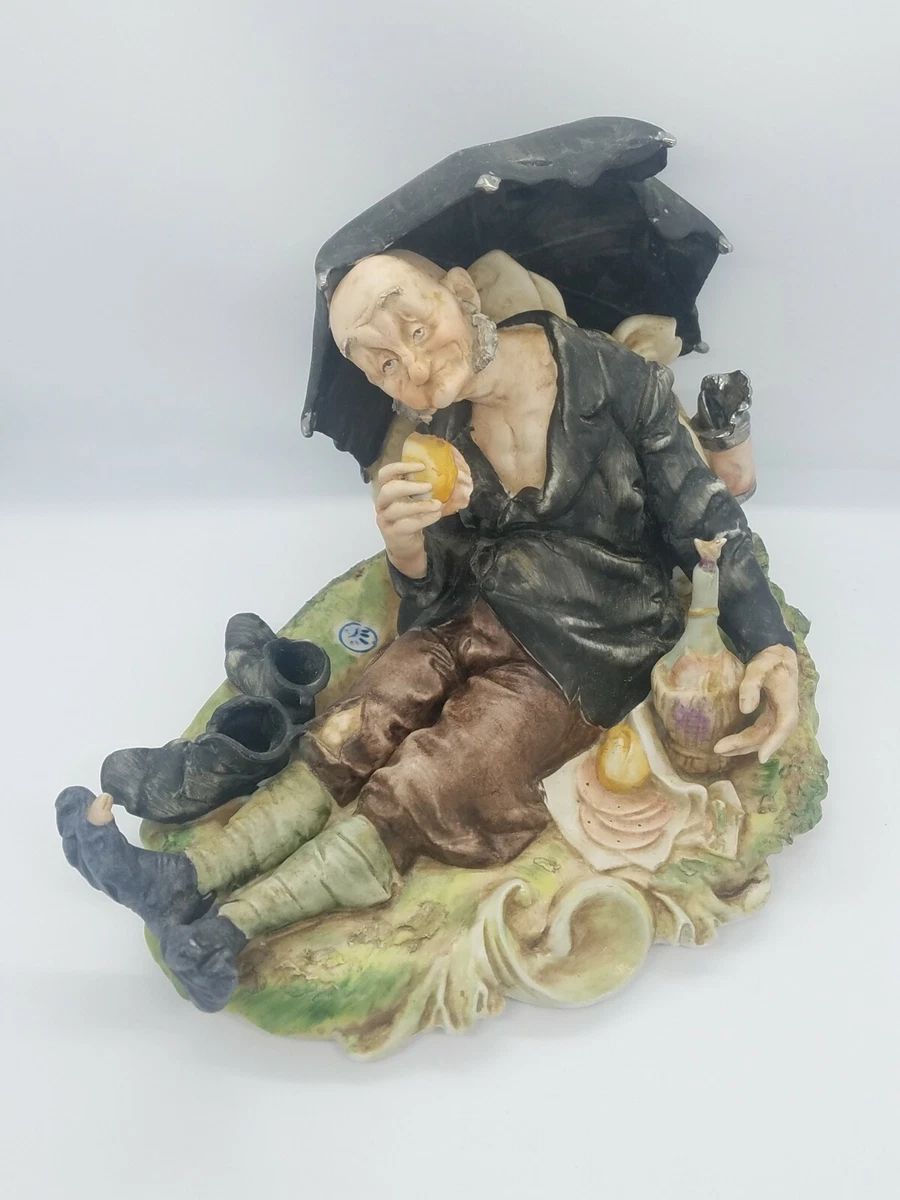 Vtg Pucci Signed Figurine Old Man Vagabond Hobo sandwich Wine Capodimonte  Rare | eBay