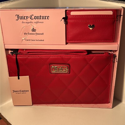 Juicy Couture Wristlet & Card Case Wallet Duo 2 Piece Gift Box Set