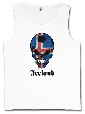 ICELAND FOOTBALL SOCCER SKULL TANK TOP VEST FITNESS GYM Fan Hooligan Shirt