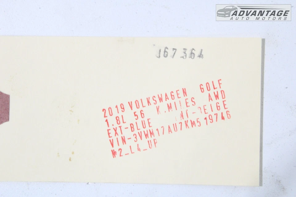 2017-2019 VOLKSWAGEN GOLF ALLTRACK 1.8L ENGINE MOTOR TIMING CHAIN OEM - Image 3 of 3