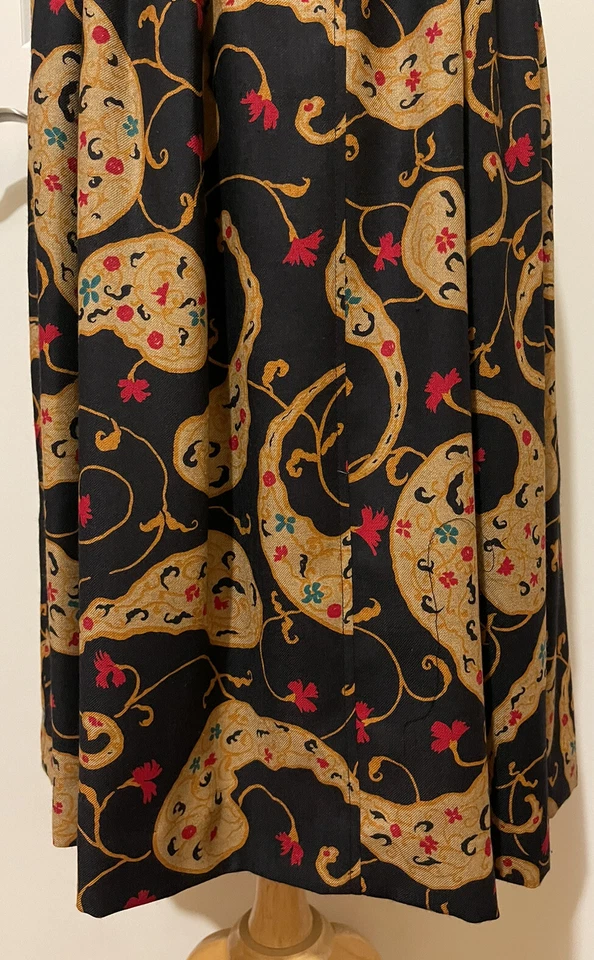 Falda Ungaro Paralela Vintage Plisada Paisley, Talla 10-ESTILO~Hecha en Italia- Foto 4 de 4