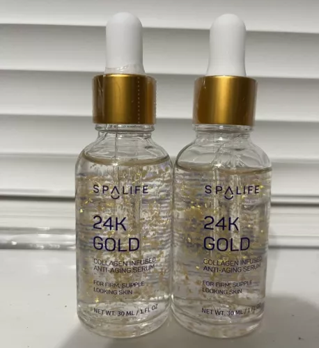 2~SPA LIFE 24K GOLD COLLAGEN INFUSED ANTI-AGING SERUM / 30 ML - 1 FL OZ EACH