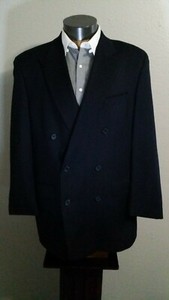 Ralph-Lauren-Men-Black-Double-Breasted-Jacket-Coat-100-Wool-Sz-44T-NWOT