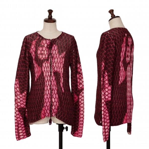 Jean Paul GAULTIER　カーディガン Jean-Paul GAULTIER FEMME Printed Mesh Knit Cardigan Size 40