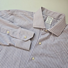 Brooks Brothers Shirt Men XL REGENT Purple Stripe Button Up Long sleeve Cotton