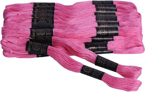 Rangoli Threads Cross Stitch Cotton Thread Floss Hand Embroidery Pink Colour - Picture 3 of 3
