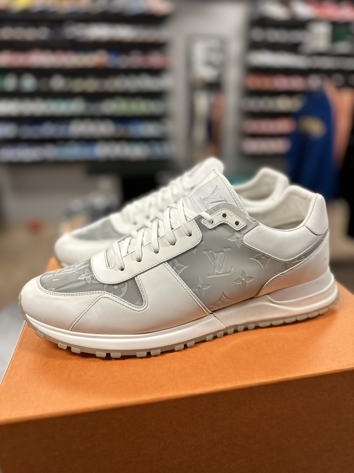 Size 10.5LV/11.5US Louis Vuitton Run Away Sneaker White iridescent 100percentAuthentic image 8