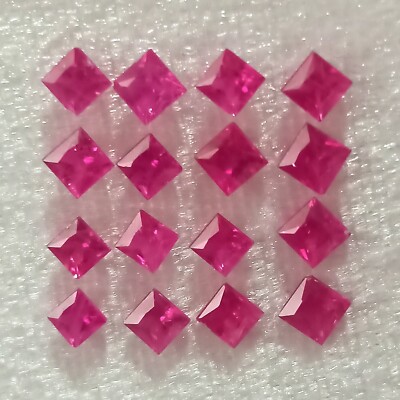 Ruby Squares Set,4.27 Cttw.,Ruby Princess Cut Squares Facet,Natural Ruby,Myanmar