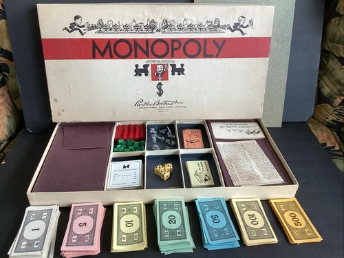 Vintage Monopoly Board Game White Box No. 9 , 2 Directions, Parker Brothers wood