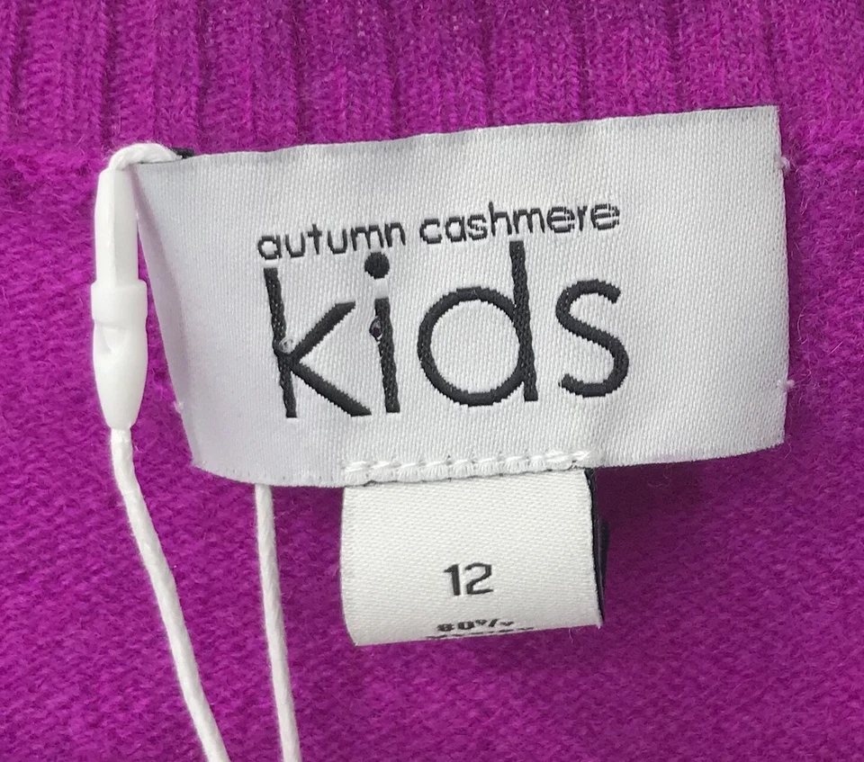 Otoño Cachemira Niñas Púrpura Cachemira Mezcla Cerezo Pom Estampado Suéter Talla 12y Foto 3 de 3