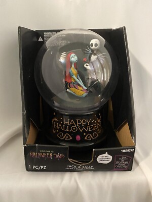 Disney Jack Skellington & Sally Gemmy Halloween Light-Up Globe Plays Theme Song
