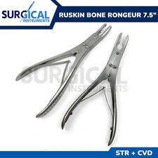 Set of 2 Pcs Ruskin Bone Rongeur 7.50" Straight & Curved 5mm Bite Double Action