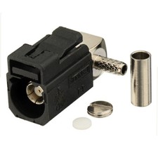 2x Fakra A Female Right Angle Black Crimp Solder Connector for RG174 RG316 Cable