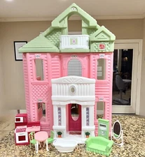 Vintage Step2 Grand Balcony 3 Story Dollhouse Complete w/Furniture Huge 45” Rare