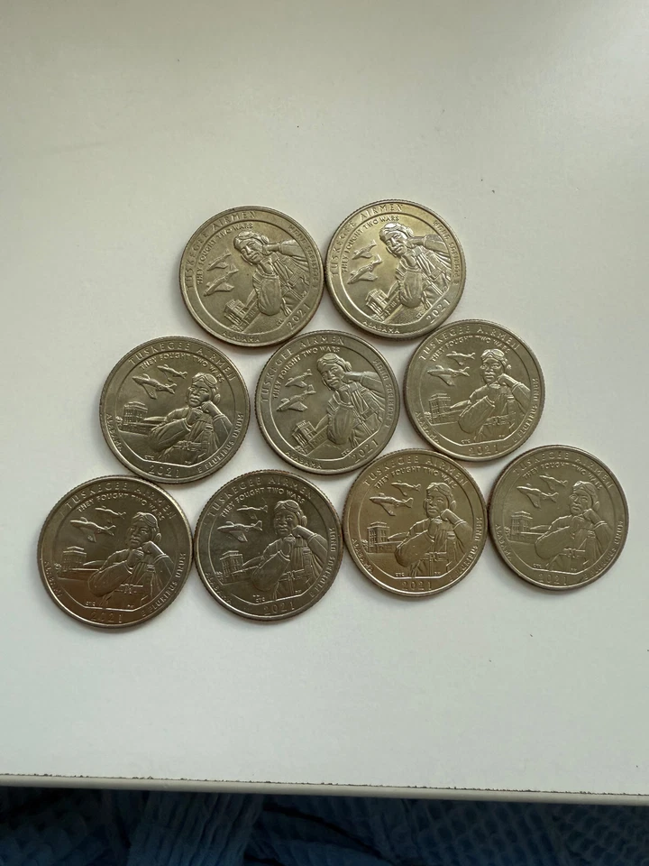 US Quarter 2021 D Alabama Tuskegee Airmen set of 9 circulated coins - Image 3 of 4