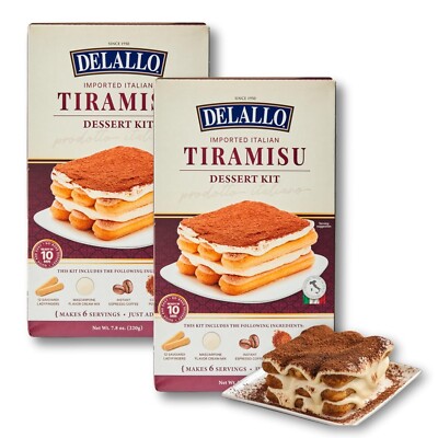 DeLallo Tiramisu Complete Dessert Kit, No-Bake Italian Cake Mix, Italy  (2-Pack)