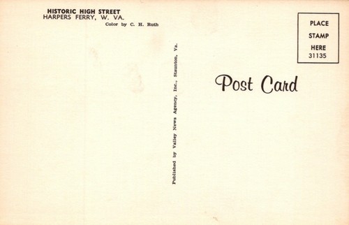 Historic High Street Harpers Ferry West Virginia Vintage Chrome Post Card - Picture 3 of 3